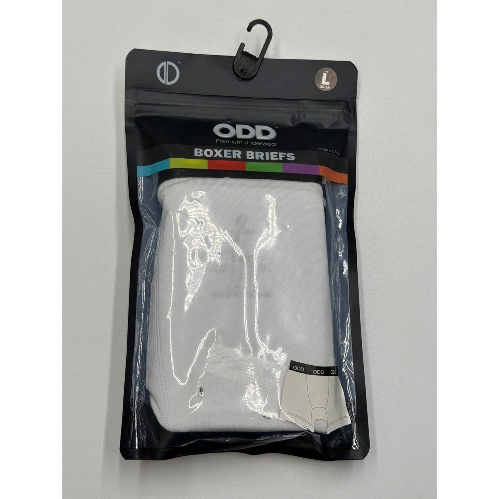 ODD Premium Underwear White Boxer Briefs‎ Size L 36-38 Men's New